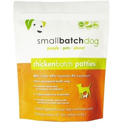 Small Batch Dog Chicken Batch 8 oz. Patties Raw Frozen Dog Food - 6 Pound