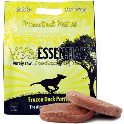 Vital Essentials Grain-Free Duck 8z Patties Raw Frozen Dog Food - 6 Pound