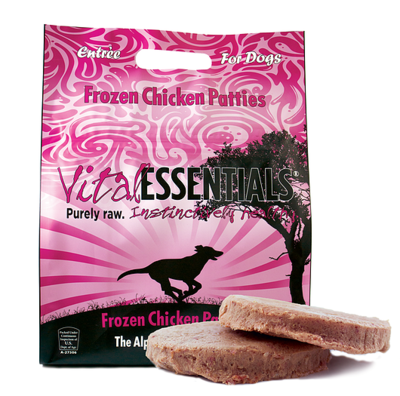 Vital Essentials Grain-Free Chicken 8z Patties Raw Frozen Dog Food - 6 Pound