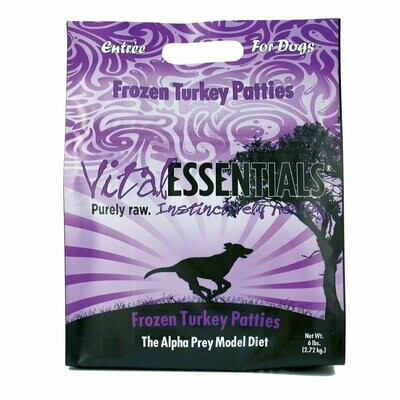 Vital Essentials Turkey Frozen 8 oz. Patties Entree 6 Pound