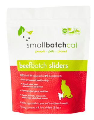 Small Batch Beef Batch Sliders Raw Frozen Cat Food - 3 Pound