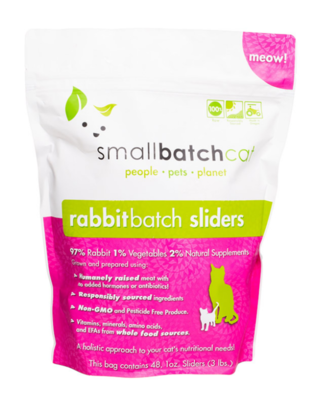 Small Batch Cat Rabbit Batch 1-oz Sliders Raw Frozen Cat Food - 3 Pound