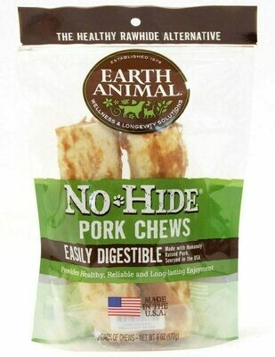 Earth Animal No-Hide Pork Chew Dog Treat - 7&quot; 2-pack