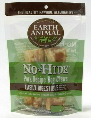 Earth Animal No-Hide Pork Chew Dog Treat - 4&quot; 2-pack