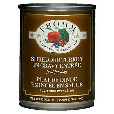 Fromm Four-Star Shredded Turkey in Gravy Entree Canned Dog Food, 12 oz.