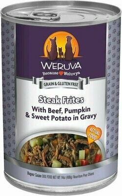 Weruva Dog Classic Steak Frites with Beef, Pumpkin &amp; Sweet Potatoes in Gravy Grain-Free Wet Dog Food - 14 oz.