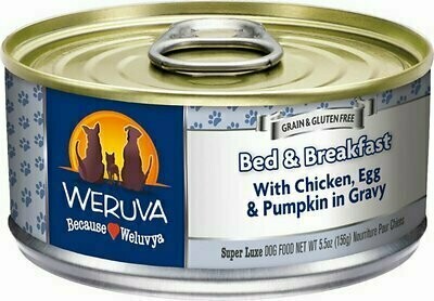 Weruva Dog Classic Bed &amp; Breakfast with Chicken, Egg, &amp; Pumpkin in Gravy Grain-Free Wet Dog Food - 5.5 oz.