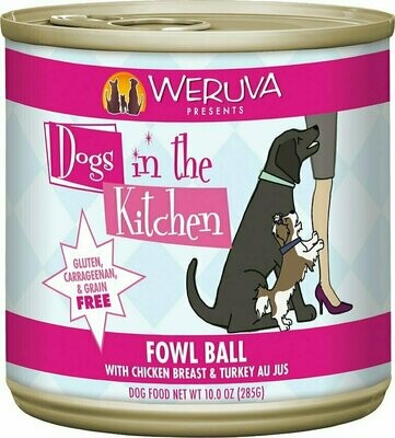 Weruva Dogs in the Kitchen Fowl Ball with Chicken Breast &amp; Turkey Au Jus Grain-Free Wet Dog Food - 10 oz. can