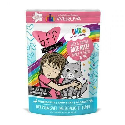 Weruva Best Feline Friend - B.F.F. Oh My Gravy! Date Nite! Duck &amp; Salmon Dinner in Gravy Grain-Free Wet Cat Food - 2.8 oz.