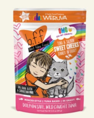 Weruva Best Feline Friend - B.F.F. Oh My Gravy! Sweet Cheeks Tuna &amp; Salmon Dinner in Gravy Grain-Free Wet Cat Food - 3 oz.