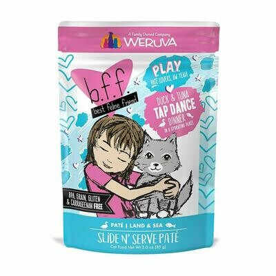 Weruva Best Feline Friend - B.F.F. PLAY Pate Tap Dance Duck &amp; Tuna Dinner in Puree Grain-Free Wet Cat Food - 3 oz. Pouch