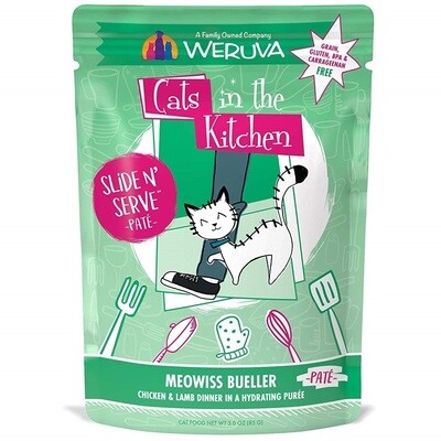Weruva Cats In The Kitchen Pate Meowiss Bueller Chicken &amp; Lamb Dinner in Puree Grain-Free Wet Cat Food - 3 oz. Pouch