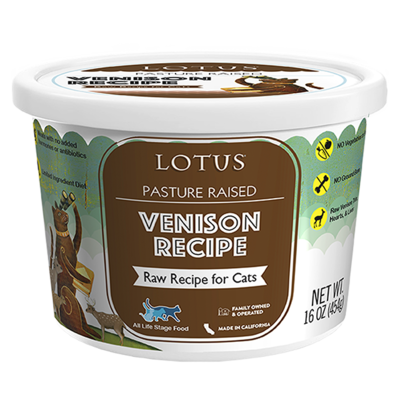 Lotus Pasture-Raised Venison Recipe Raw Cat Food - 16 oz.
