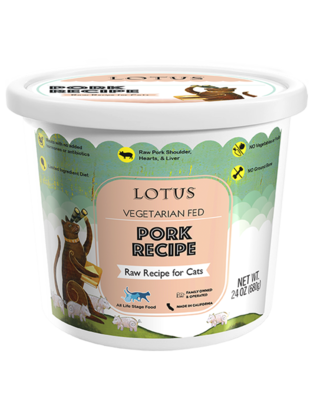 Lotus Vegetarian Fed Pork Recipe Raw Cat Food - 24 oz.