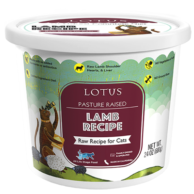 Lotus Pasture Raised Lamb Recipe Raw Cat Food - 24 oz.