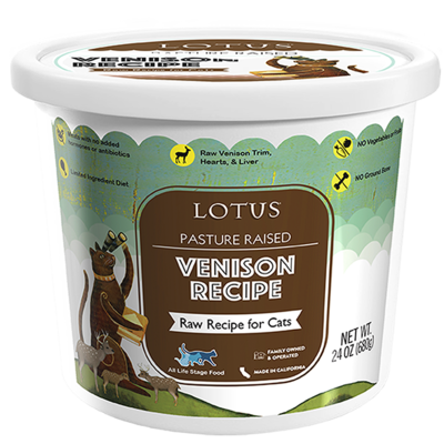 Lotus Pasture-Raised Venison Recipe Raw Cat Food - 24 oz.