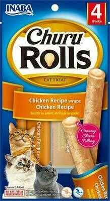 Inaba Ciao Churu Rolls Chicken Wraps With Chicken Cat treat 4 Pk