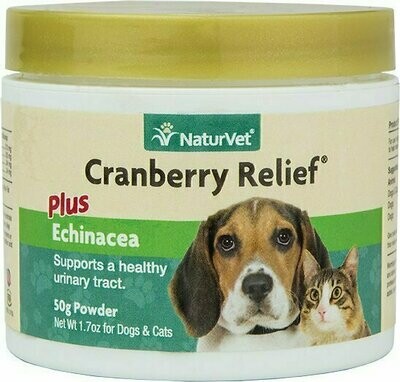 NaturVet Cranberry Relief Urinary Support Dog &amp; Cat Powder Supplement - 50g container - 90 scoops