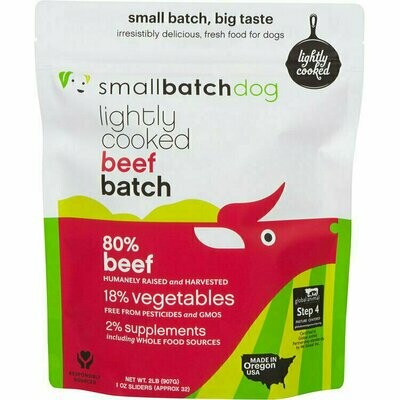 Small Batch Dog Lightly Cooked Beef Batch Frozen Dog Food - 2 Pound