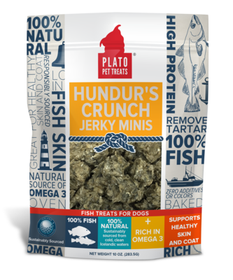 Plato Hundur&#39;s Crunch Fish Jerky Mini&#39;s Dog Treats - 10 oz. Bag