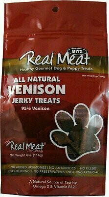 The Real Meat Company 95% Venison Jerky Bitz Dog Treats - 4 oz. Bag