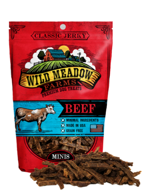 Wild Meadow Farms Classic Jerky Minis Beef Grain Free Dog Treats - 4 oz.