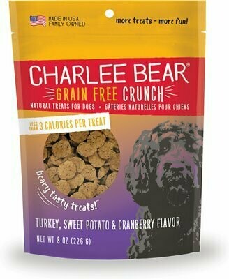 Charlee Bear Natural Bear Crunch Turkey, Sweet Potato &amp; Cranberry Grain-free Dog Treats 8 oz. Bag