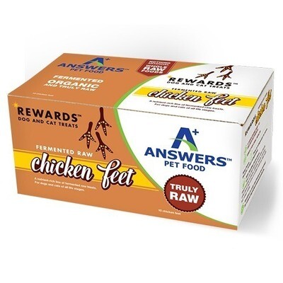Answers Rewards Fermented Raw Chicken Feet Frozen Dog &amp; Cat Treat - 10-count