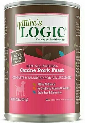 Nature&#39;s Logic Canine Pork Feast Grain-Free Canned Dog Food - 13.2 oz.