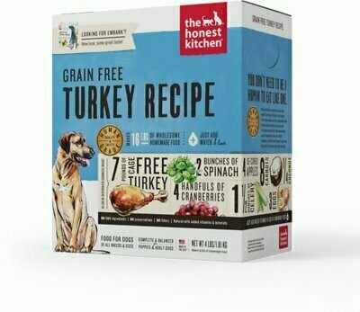 The Honest Kitchen Grain-Free Turkey Recipe Dehydrated Dog Food - 4 Pound Box