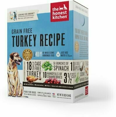 The Honest Kitchen Grain-Free Turkey Recipe Dehydrated Dog Food - 10 Pound Box