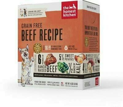 The Honest Kitchen Grain-Free Beef Recipe Dehydrated Dog Food - 4 Pound Box