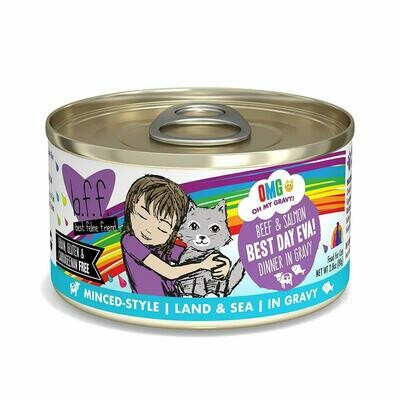 Weruva Best Feline Friend - B.F.F. Oh My Gravy! Best Day Eva! Beef &amp; Salmon Dinner in Gravy Grain-Free Wet Cat Food - 2.8 oz.