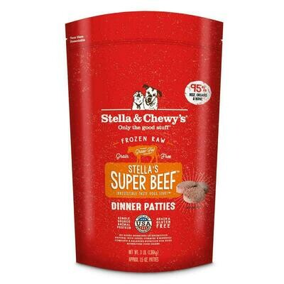 Stella &amp; Chewy&#39;s Stella&#39;s Super Beef 1.5 oz. Dinner Patties Grain-Free Raw Frozen Dog Food - 3 Pound