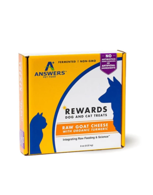 Answers Pet Food Rewards RAW Goat Cheese with Organic Turmeric Dog and Cat Treats 8 oz