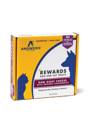 Answers Pet Food Rewards RAW Goat Cheese with Organic Cranberries Dog and Cat Treats 8 oz