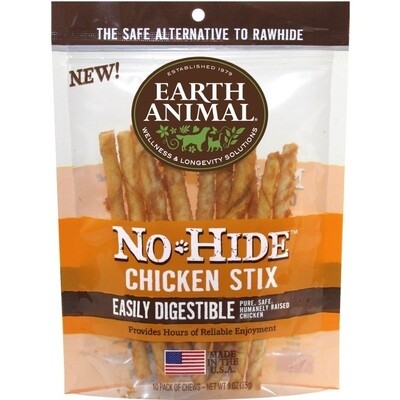 Earth Animal No-Hide Chicken Stix Chew Dog Treat - 10-pk