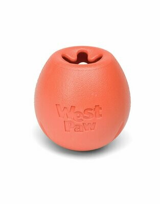 West Paw Rumbl Treat-Dispensing Tough Dog Toy - Orange - Large - 4&quot;