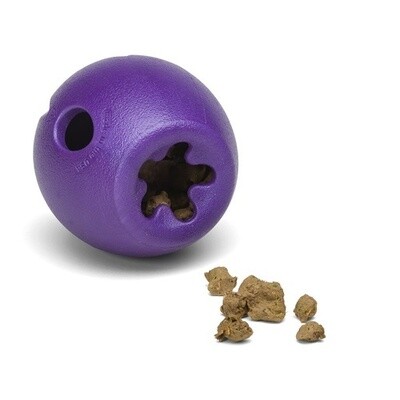 West Paw Rumbl Treat-Dispensing Tough Dog Toy - Eggplant - Large - 4&quot;