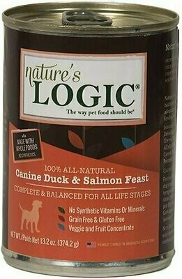 Nature&#39;s Logic Canine Duck &amp; Salmon Feast Grain-Free Canned Dog Food - 13.2 oz.