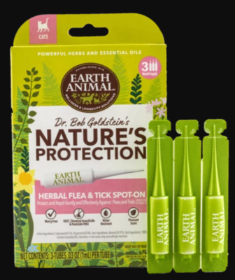 Earth Animal Nature’s Protection Flea &amp; Tick Herbal Spot-On For Cats - 3 oz