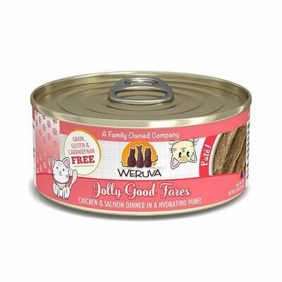 Weruva Cat Pate Jolly Good Fares Chicken &amp; Salmon Dinner in Puree Wet Cat Food - 5.5 oz. can