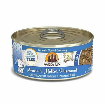Weruva Cat Pate Meows n&#39; Holler PurrAmid Chicken &amp; Shrimp Dinner in Puree Wet Cat Food - 5.5 oz. can