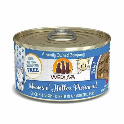 Weruva Cat Pate Meows n&#39; Holler PurrAmid Chicken &amp; Shrimp Dinner in Puree Wet Cat Food - 3 oz. can