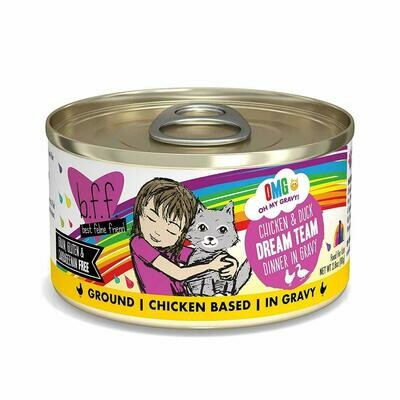 Weruva Best Feline Friend - B.F.F. Oh My Gravy! Dream Team! Chicken &amp; Duck Dinner in Gravy Grain-Free Wet Cat Food - 2.8 oz.