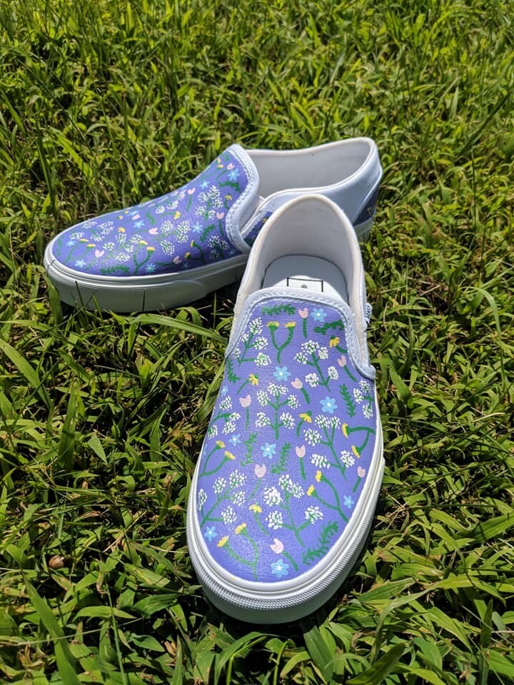 painted vans slip ons
