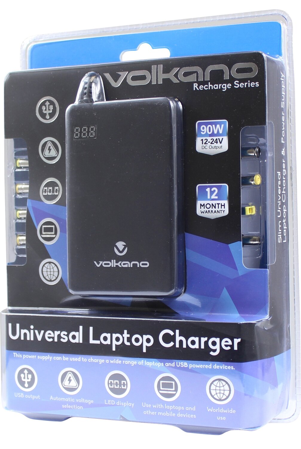 Volkano Recharge Series - Universal Laptop Charger -multiple connectors; up to 90W