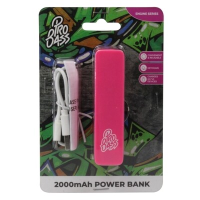 Pro Bass Engine series 2000mAh Powerbank- Pink