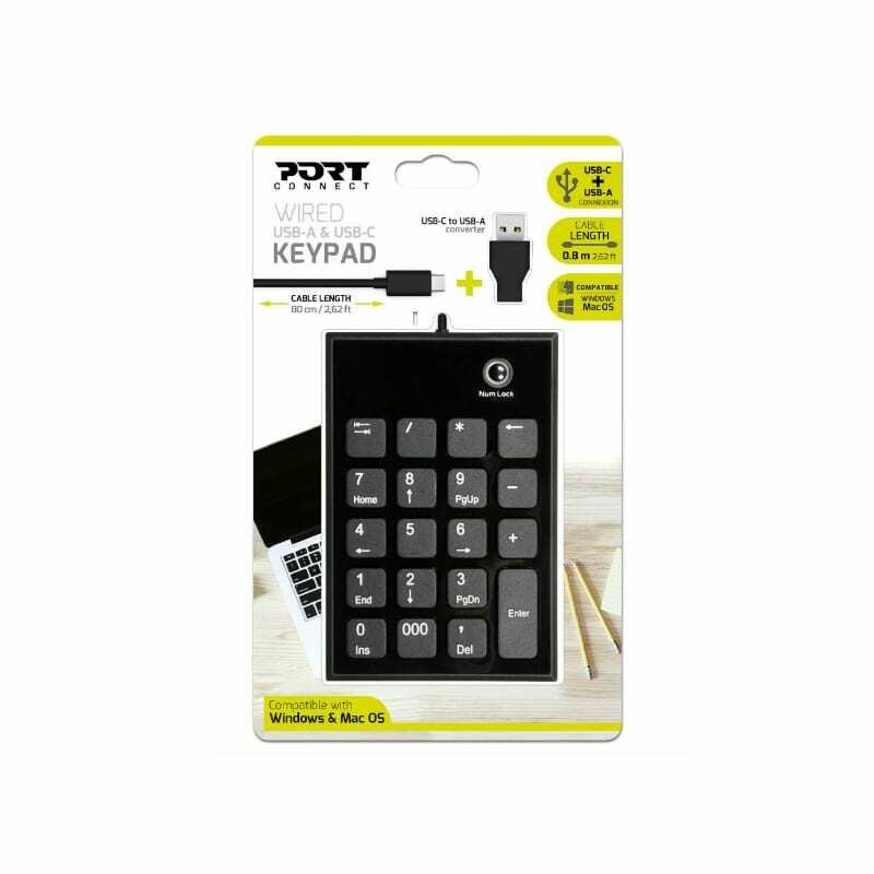 Port Wired Keypad Numpad with USB,Type-C Connector
