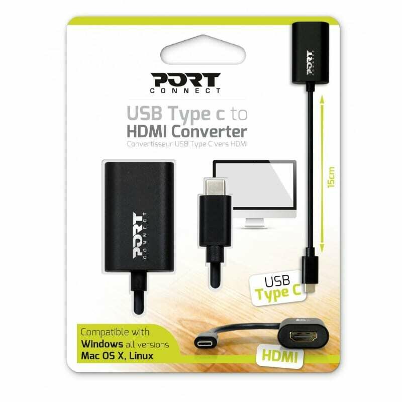 Port USB Type-C to HDMI 15cm 4K@60Hz Adapter - Black